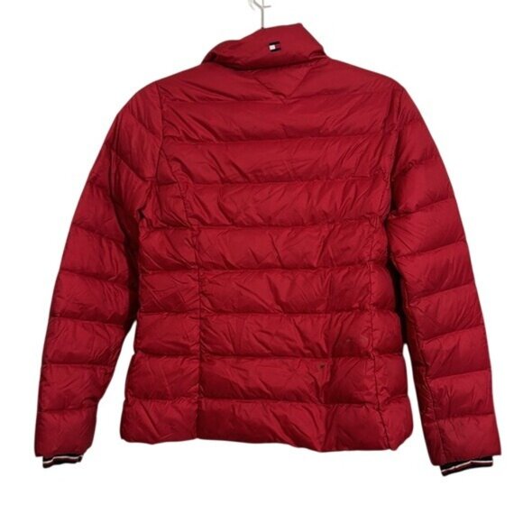 Tommy Hilfiger Red Quilted Puffer Jacket Womens S Lightweight Full Zip - Picture 6 of 6